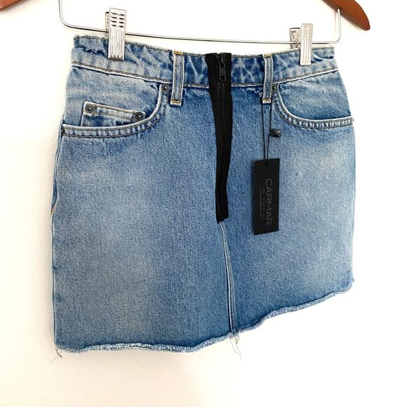 NWT Carmar Colin Half Zip Denim Mini Skirt Cotton Jean Womens  Sz 25 - Picture 11 of 11